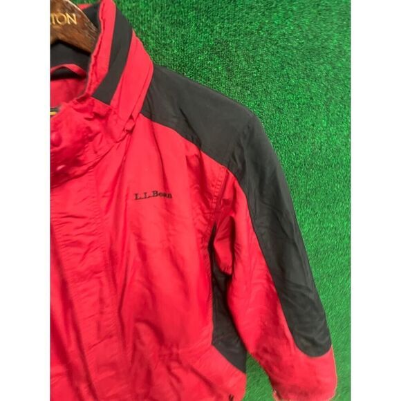 LL Bean Kids Youth Boys Jacket Coat Large Red Insulated Full Zip & Snaps Hooded - Picture 3 of 8